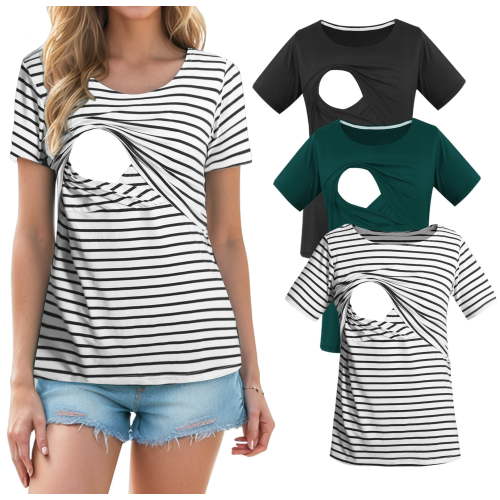 Women's Maternity Nursing Tops Clothes Breastfeeding T-Shirts 3-Pack