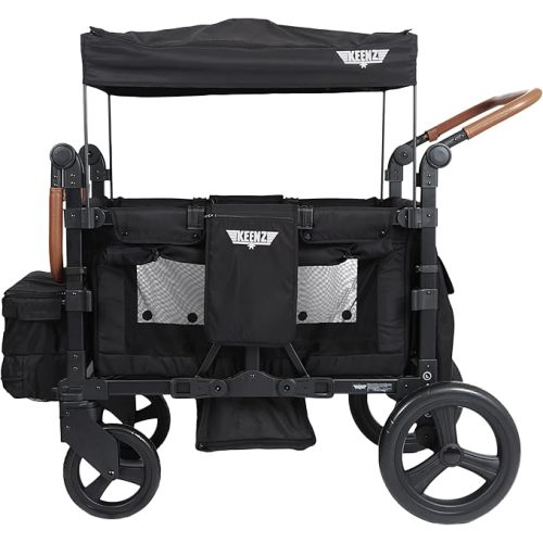 Keenz Duo Stroller Wagon with Canopy, 4-Passenger Capacity - Black.