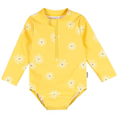Gerber Baby Girls' Rashguard Swimsuit, Yellow Daisies, 3-6 Months