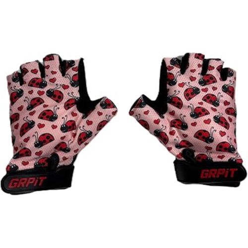 Kids Gloves for Biking, Scootering & Playground Fun – Half Finger Padded Bike Gloves for Boys & Girls – Ages 5 to 12 – Comfortable, Durable, Adjustable Fit