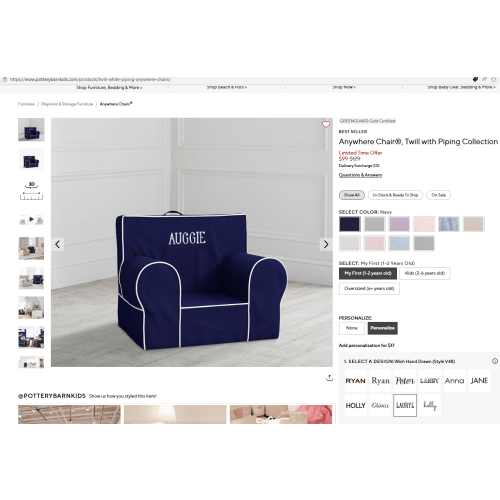 Anywhere Chair®, Twill with Piping Collection