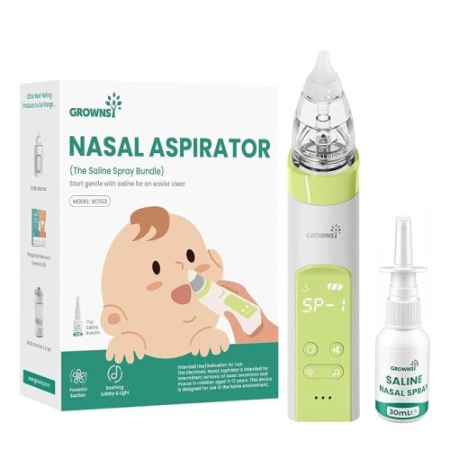 GROWNSY Baby Nasal Aspirator, Electric Nose Sucker, Powerful Suction,Grey