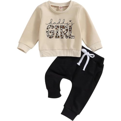 MERSARIPHY Fall Baby Girl Clothes Set Newborn Infant Crewneck Long Sleeve Sweatshirt Tops Pant Sweatsuit 2 Piece Outfits