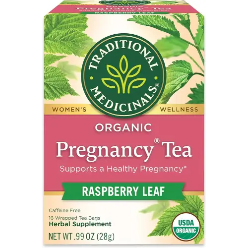 Traditional Medicinals Tea, Organic Pregnancy Tea, Supports a Healthy Pregnancy, Raspberry Leaf and Spearmint, 16 Tea Bags