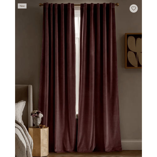 Cotton Velvet True Blackout Curtain in Mauve