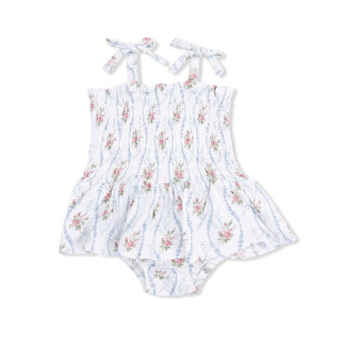 Smocked Bubble w/ Skirt, Heirloom Rose Stripe