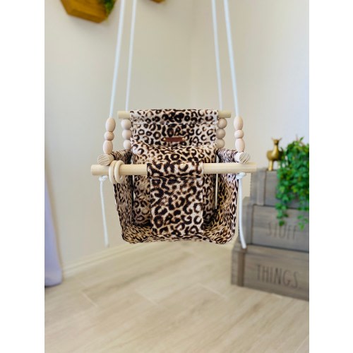Made in USA,Leopard, High back Baby swing , Christmas Baby Gift, nursery decor, baby swing, , indoor swing, toddler swing