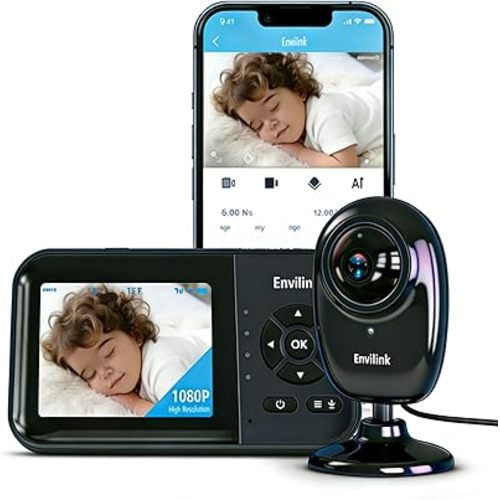 No WiFi Baby Monitor, 1080P High Definition Screen, Baby Monitor with Camera and Audio, Night Vision, 2-Way Talk, VOX, 5 Lullabies, 1200ft Long Range 2.8" LCD Display for Home Use