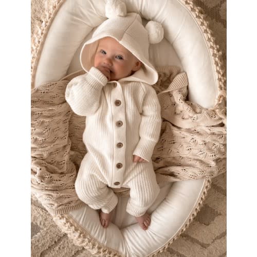 Little B's Classic Hoodie Jumpsuit - Milk