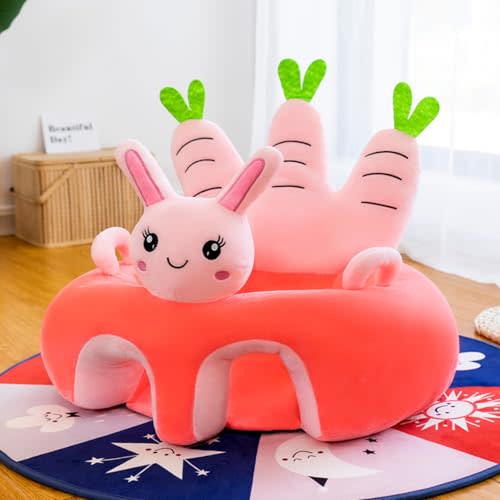 Baby Seat for Babies 3 Months & Up, Sit Me Up Floor Seat for Infants, Cartoon Back Head Support Sitting Infant Sofa, Toddler Plush Animal Shaped Learning Sitting Up Chair (Rabbit)
