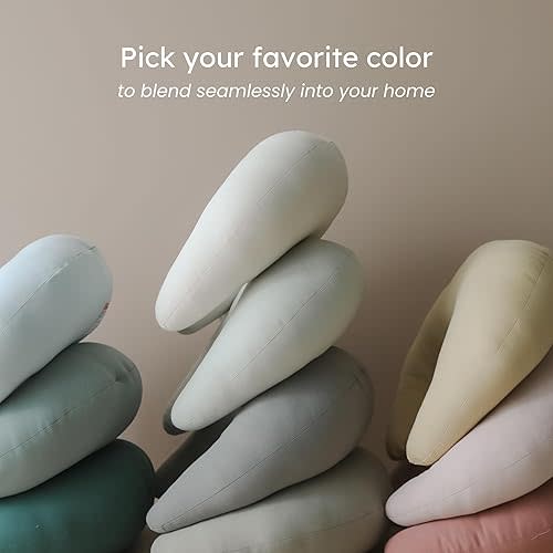 Organic Nursing Pillow (New 2025 Design) | Bottle & Breastfeeding Pillow with Organic Cotton Cover & Fiberfill, Machine Washable Feeding Pillow, Newborn Essentials Must Haves (Bluebell) - v2