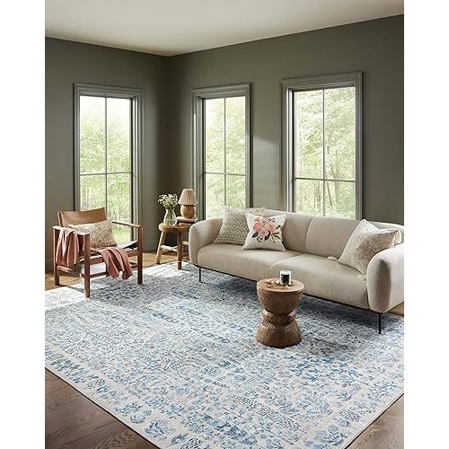 Loloi Rifle Paper Co. Maison Collection MAO-07 Blue 5'-0" x 7'-6", .19" Pile Height, Area Rug