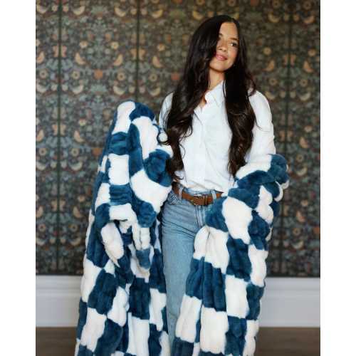 Hugs Check Blue Blanket