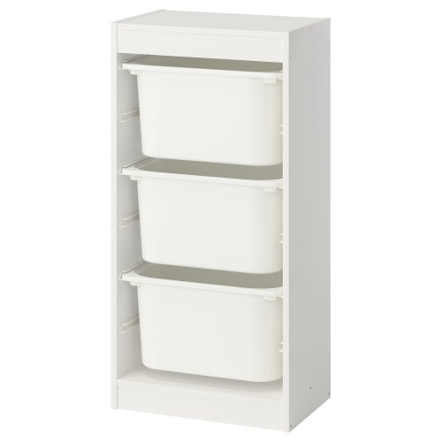 TROFAST Storage combination with boxes - white/white 46x30x95 cm