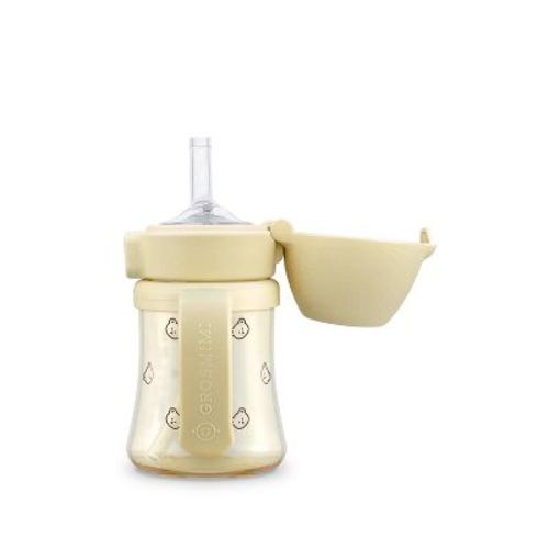 Grosmimi PPSU Straw Cup with Flip Top - 6oz (12 Months+) Bear Butter 6oz