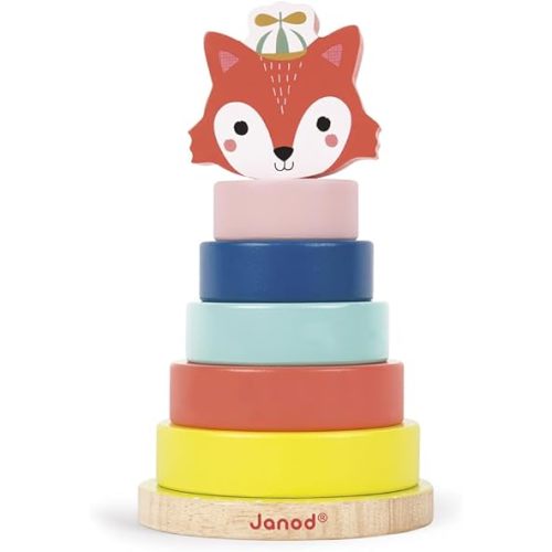 Janod Baby Forest Fox Wood Stacker - Ages 1+ - J08014