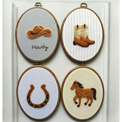 Felt Western Nursery Wall Art Set, Cowboy Hat, Boots, Horse, Horseshoe Hoop Decor