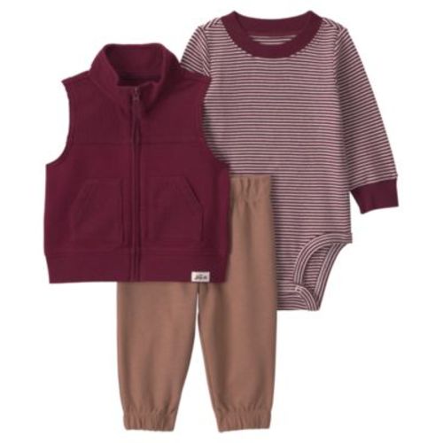 Baby Boys' Corduroy Layering Long-Sleeve  Bodysuit, Vest and Pants, 3-Piece Set