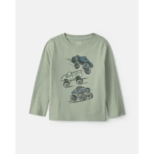 Toddler Boy Monster Truck Long-Sleeve Graphic Tee - Green | Carter's