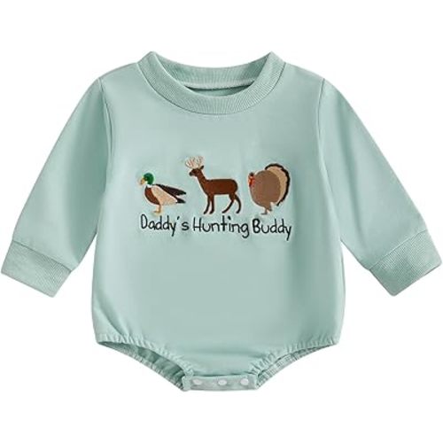 Baby Boy Hunting Clothes Mallard Duck Sweatshirt Bubble Romper Bodysuit Cute Baby Fall Winter One Piece Outfit