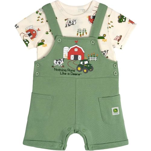 John Deere Boys' 2-Piece Shortall and T-Shirt Set Newborn to Toddler
