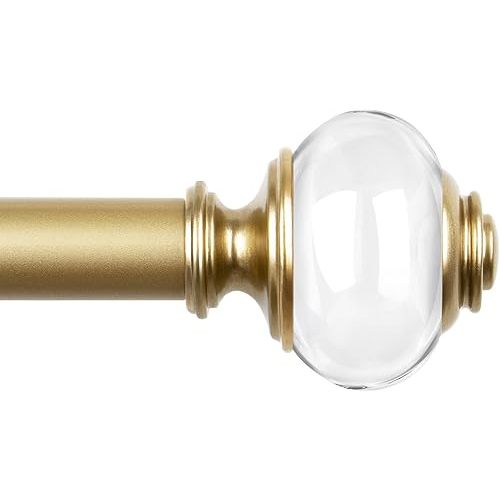 7/8 Inch Telescoping Splicing Drapery Rods 32 to 86 Inch, Curtain Rods for Windows 48 to 84, Decoration for Home with Gold Translucent Finials