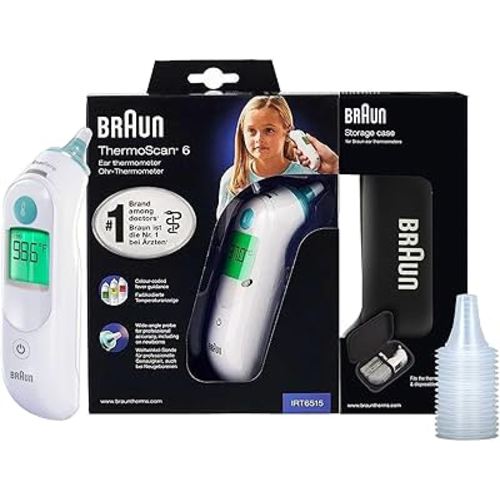 Braun ThermoScan 6 Ear Thermometer with Color-Coded Digital Display, ExacTemp Stability Indicator, Baby and Infant Friendly, No. 1 Brand Recommended by Pediatricians, IRT6515