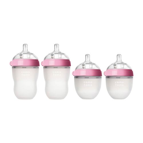 Comotomo Baby Bottle 8-Ounce and 5-Ounce Kit, Pink, Pack of 4