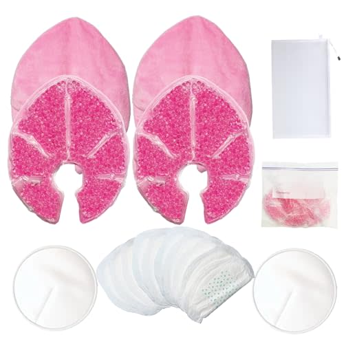 Hot and Cold Breast Therapy Packs with 2 Cover - Breastfeeding Essentials for Relieve Clogged Ducts, Nursing Breast Pads Pain Relief for Mastitis, Engorgement, Microwavable
