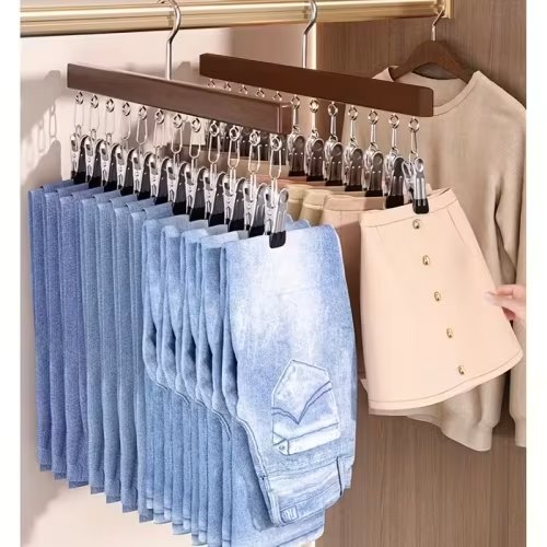 12 clip wooden hat tie storage rack space saving wall - Temu