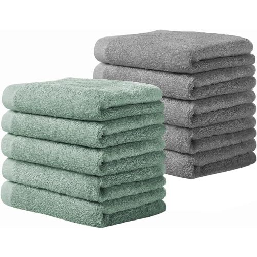 Yoofoss Luxury Washcloths Towel Set 10 Pack Baby Wash Cloth for Bathroom-Hotel-Spa-Kitchen Multi-Purpose Fingertip Towels and Face Cloths 10''x10''