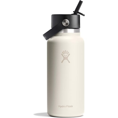 Hydro Flask 32 Oz Wide Flex Straw Cap Bottle - Insulated Stainless Steel - Wide Straw Lid, Non Spill, Leakproof in Ivory