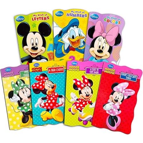 Disney Books for Toddlers - 7 Disney Board Books with Mickey & Minnie Mouse, Donald Duck, and More | My First Stories Library Bundle for Kids