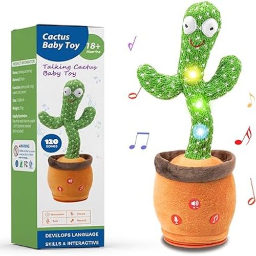 Dancing Talking Cactus Toy, Baby Toys Boys Girls Interactive Mimicking Singing Repeating Cactus, Kids Toddler Toys Gifts for Christmas Birthday Easter