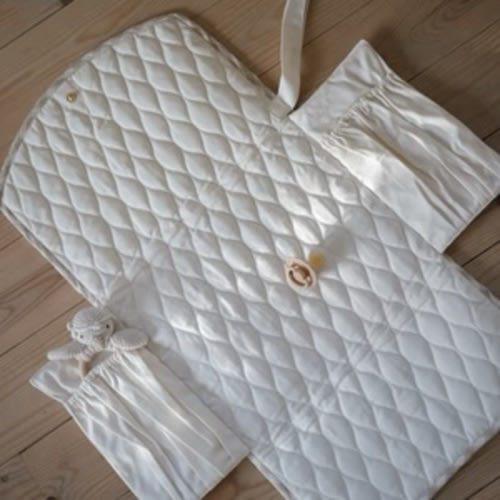 Portable Changing Pad in Beige Gingham | Over The Moon