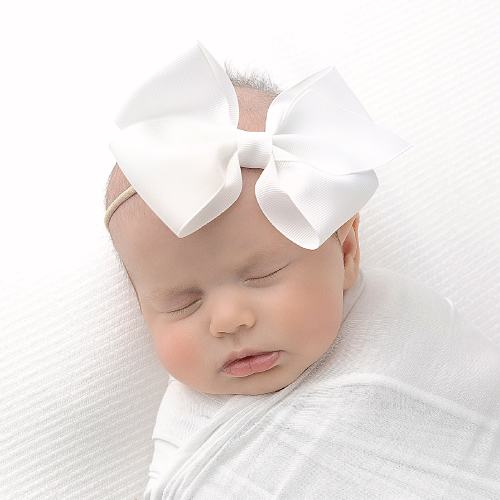 Grosgrain Knot Bow Headband, Soft Pink Nylon, Baby Girls Hair Accessory