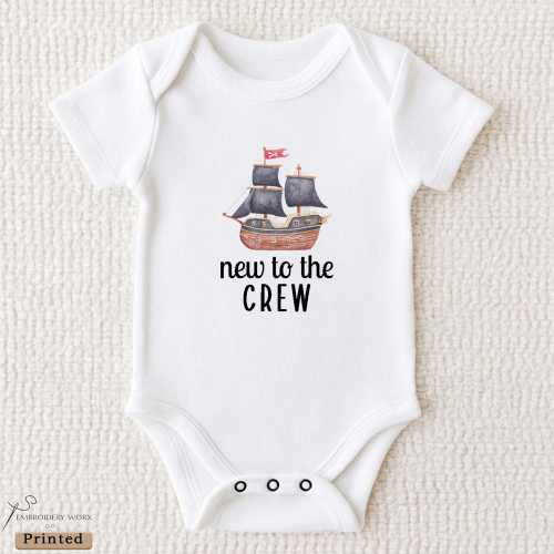 New To The Crew Onesie®, Ship Bodysuit, Baby Announcement Outfit, Cute Sailor Baby Shower Gift, PRINT 230