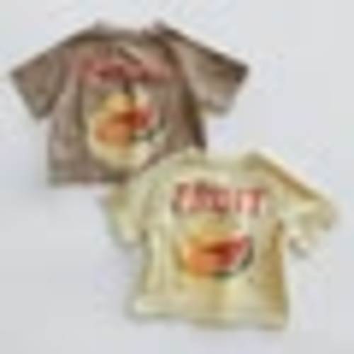 Pocket Graphic Tee- Fruit- Light Brown - 13-14Y