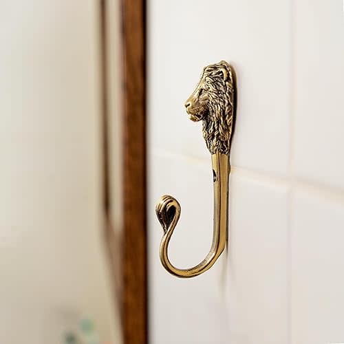 Lion Clothes Hanger Storage. Handmade. For Kitchen Living Room Bathroom Bars Hotels. Rack hangers for hanging Coats Towels Keys Hats Purse Backpacks. Unique design. Vintage. Brass