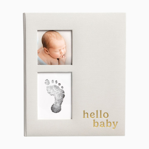 Pearhead Hello Baby Gray Linen Baby Book