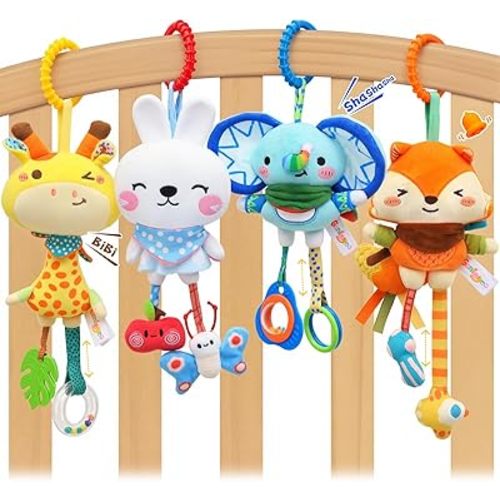 Baby Toys for 0 3 6 9 12 Months, Baby Hanging Toys, Car Seat Stroller Crib Gym Baby Rattle Toys with Teether for Newborn Infants Toddlers Baby Boys Girls Gifts