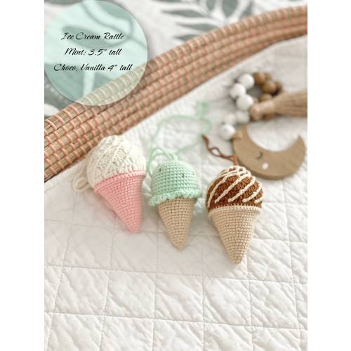 Crochet Ice Cream: Organic Cotton Montessori Baby Toy