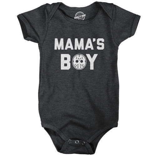 Mama's Boy Baby Bodysuit Funny Halloween Horror Movie Hockey Mask Graphic Jumper