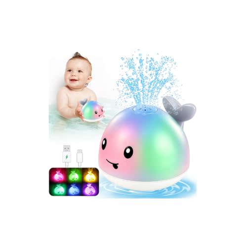 Toddla Whale Bath Toy Sprinkler - 1 2 3 Year Boys Girls Gifts | Christmas Stocking Stuffers for Toddlers | Light Up Bath Toys for Kids Ages 1-3 | Toddler Bathtub Pool Water Table Toys 6-12-18 Months