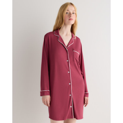 Bamboo Jersey Sleep Shirt in Faded Maroon