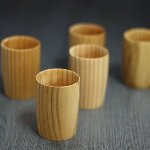 Beautiful Akita Cedar Wooden Cups | Set of 5