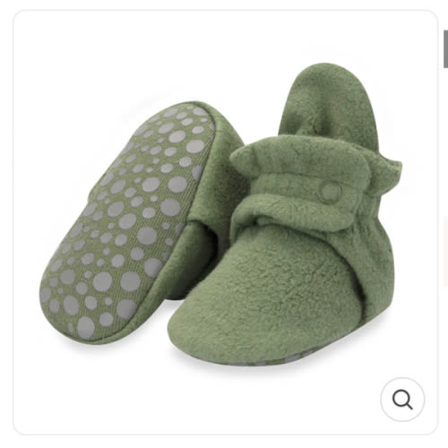 Zutano Cozie Fleece Stay-On Baby Bootie Slipper - Olive