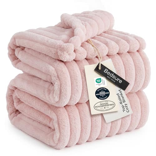 Bedsure GentleSoft Blankets Queen Size for Bed - Cozy Soft Blankets for Women, Cute Large Fleece Throws for Girls, Crystal Pink, 90x90 Inches