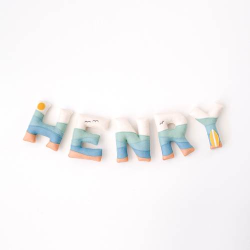 Beach Name Banner, Custom Felt Garland, Surfs Up, Boys Room Decor, Girls Room Decor