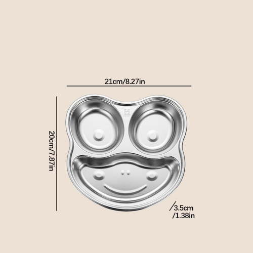 Stainless Steel Kids Plates,Durable Divided Metal Plates for Kids Toddlers, Non-Toxic & BPA-Free, Toddler Stainless Steel Plate for Mealtime, Portion Control Easy Cleaning